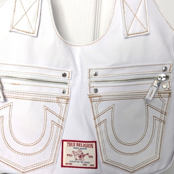BNWT - True Religion White Tote/Crossbody/Shoulder/Beach/School Bag/Purse - Picture 2 of 16